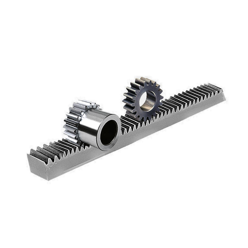 Straight-tooth rack and pinion mesh detail